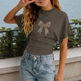 thumbnail image 2 of REDARER Girls Short Sleeve T-Shirt Leopard Print Bow Graphic Ruched Tie Waist Casual Summer Daily Tee,9-10 Years, 2 of 4