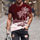 thumbnail image 2 of Camisetas de Manga Larga para Hombres Imprimir Fallow Cuello Redondo Camiseta, Moda Casual Manga Corta Mezcla de Algodón/Lino, 2 of 9