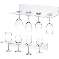 2 Pack Acrylic Wine Glass Holders Wall Mounted Clear Wine Glasses Display Rack Champagne Wall Holder Under Cabinet Wine Glass Storage Shelves DIY