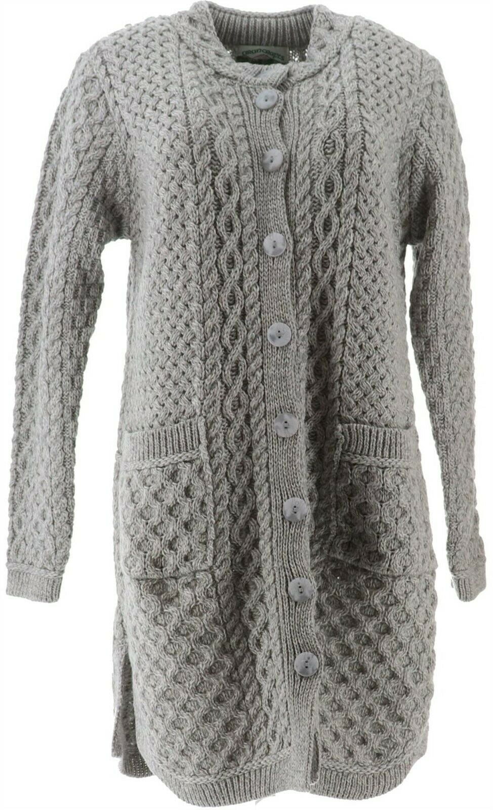 Aran Craft - Aran Craft Merino Wool Roundneck Button Front Sweater A305728 - Walmart.com 