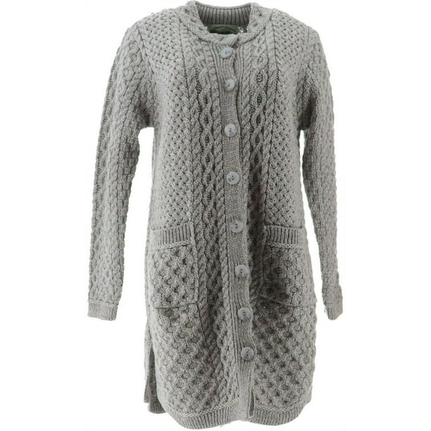 Aran Craft - Aran Craft Merino Wool Roundneck Button Front Sweater ...