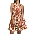 thumbnail image 2 of ITSAME Women's Smocked Midi Dress, V Neck Plus Size Sleeveless Holiday Boho Floral Prints Dresses Orange 3XL, 2 of 7