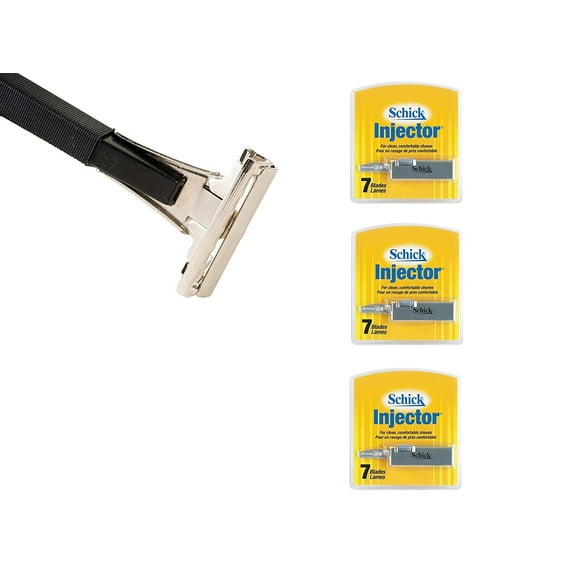 Shave Classic Single Edge Razor Handle with Schick Injector Refill Blades 7 Ct. (Pack of 3)   Schick Slim Twin ST for Dry Skin