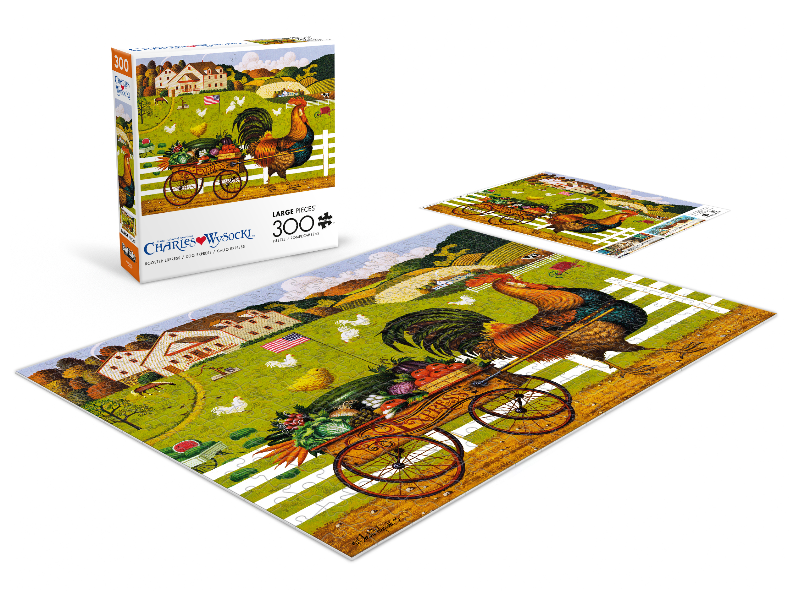 Buffalo Games Rooster Express 300-Piece Interlocking Jigsaw Puzzle for Adults Ages 14-99 Years