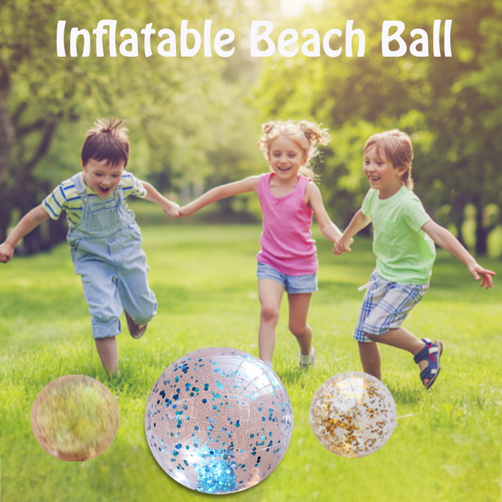 Glitter Confetti Water Play Beach Ball For Kids Fun Pool Toys Games Inflatable 