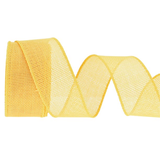 Nvzi Cinta decorativa, cinta amarilla, 2 rollos de 4 cm x 9,14 m (10 yardas), cinta de imitación de lino, ideal para envolver regalos y arreglos florales, cinta para envolver ramos.