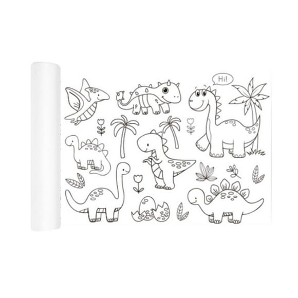Rollo de papel para colorear, rollo de dibujo para niños, juguete educativo, pegatina para colorear de pared, papel de pintura para colorear para Era de los dinosaurios
