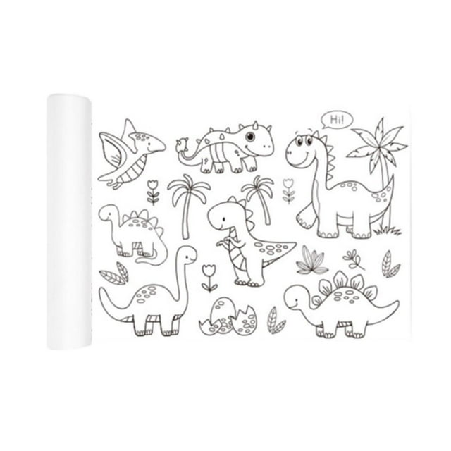veasfak Rouleau de Papier à Colorier Jouets Éducatifs pour Enfants Rouleau de Dessin pour Enfants Re des Dinosaures
