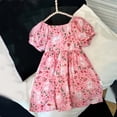 thumbnail image 5 of HAOTAGS Girls Floral Dresses Ruffled Sleeve Square Neck Party Birthday Kids Summer Smock Sundress Multicolor Size 2, 5 of 5