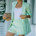 thumbnail image 5 of Odeerbi Women Blazer Ladies Solid Turn Down Collar Jacket 2025 Long Sleeve Coat Outerwear Blazer Mint Green, 5 of 9