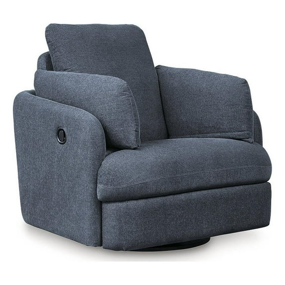 Bowery Hill Polyester Contemporary Swivel Glider Recliner in Blue