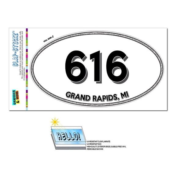 616 - Grand Rapids, MI - Michigan - Oval Area Code Sticker