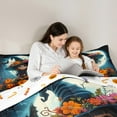 thumbnail image 4 of jejeloiu Kawaii Girls Twin Bedding Sets 7-Piece,Halloween Pumpkin Lantern Bedding Comforter Set,Colorful Rustic Flower Sheet Sets For Child,Ultra Soft Bedroom Decorative Reversible, 4 of 8