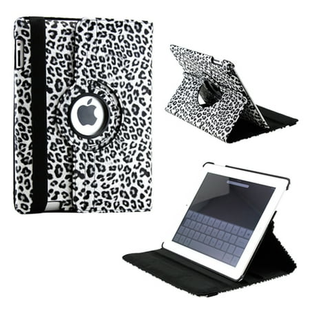 Leather Stand - 360 Degree Rotating Dual Layer PU Leather case with smart Cover function Swivel Stand for iPad 2 3 4