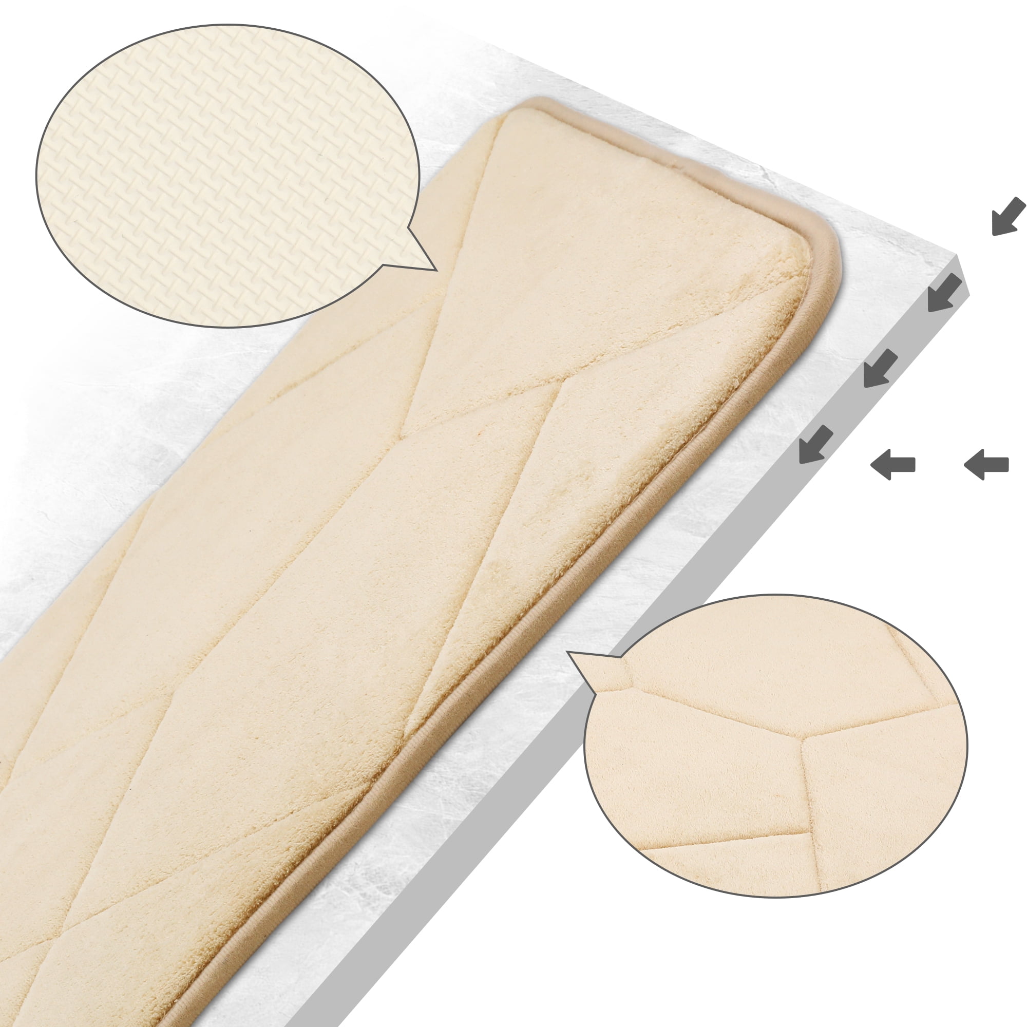 Unique Bargains Memory Foam Quick Dry Washable Non Slip Rugs Khaki 16" x 24"