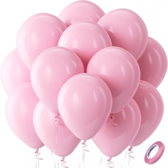 BESTSKY Pastel Pink Latex Party Balloons -100 Pack 12 inch Round Helium Light Pink Balloons for Easter Wedding Bridal Shower Gender Reveal Birthday Princess Party Decorations