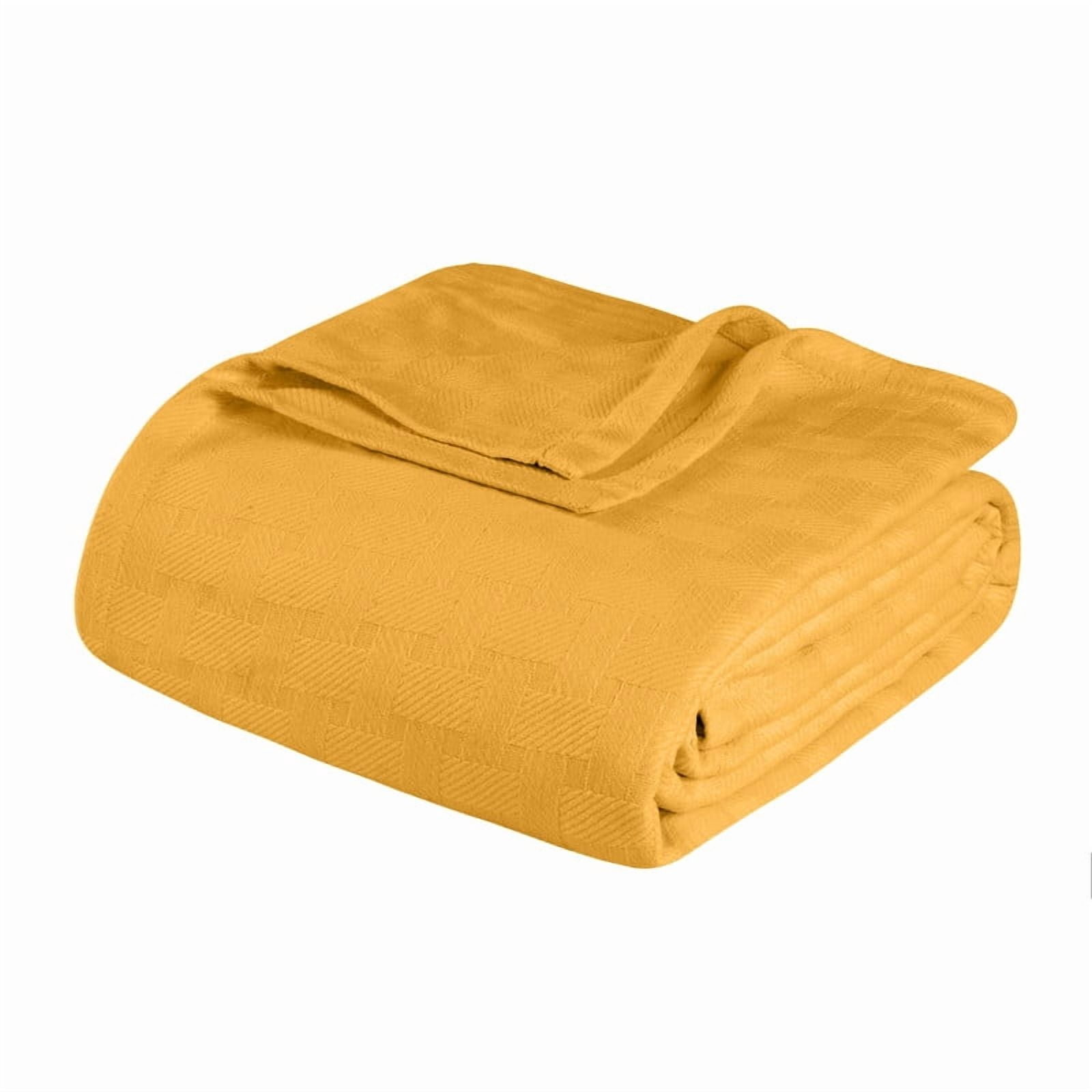 Superior Basketweave All-Season Cotton Blanket, King, Gold