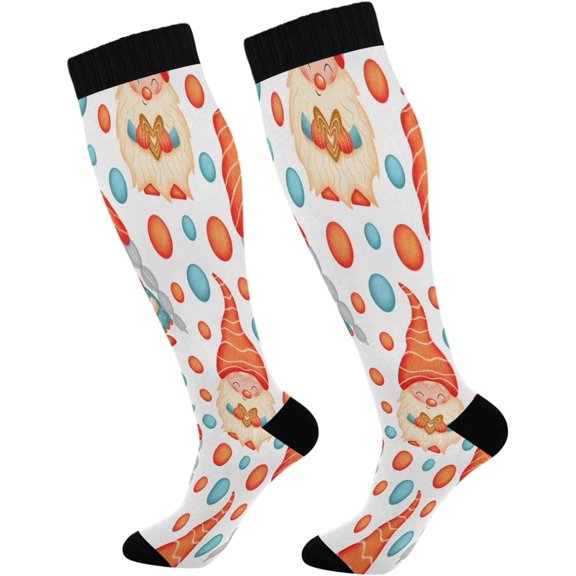GZHJMY Cute Christmas Gnomes Compression Socks for Women Men, Knee High Stockings for Athletic Sports,Running,Travel