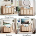 thumbnail image 7 of Rattan Buffet Cabinet w/ Charging Station & LED Light, Coffee Bar Cabinet w/4 Doors & 2 Drawers & Adjustable Shelves for Dining Living Room, Hallway, Natrual, 7 of 7