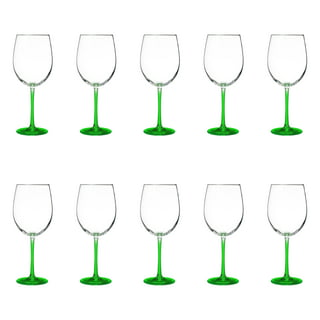 Tabletop King Colored Wine Glasses Set of 6 - Colorful Stem Wine Glasses 10 oz - Black Nuance Cute Wine Glass Set - Sturdy Drinking Glasses 