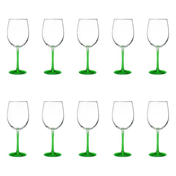 10 ARC Cachet White Wine Glasses Set, 19 oz. - Barware, Sturdy, Vibrant - Green