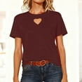 thumbnail image 6 of WXLWZYWL Valentine's Day T Shirts for Women Short Sleeve Shirts Heart Cutout Front Crewneck Summer Tops Loose Fitted Tees, 6 of 6