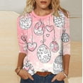 thumbnail image 2 of VKOYWKM Womens Easter Shirts Funny Easter Eggs Bunny Rabbit Graphic T Shirts 3/4 Sleeve Cute Clothes Casual Crew Neck Loose Fit Holiday T Shirts, 2 of 8