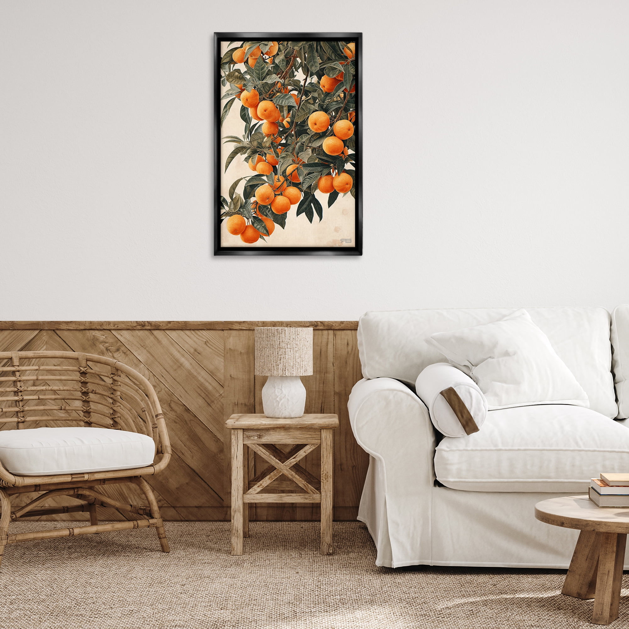 Stupell Industries Vibrant Orange Tree Blooms Food & Beverage Painting Black Floater Framed Canvas Art Print Wall Art, 21 x 31