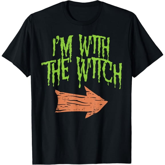 t-shirt Im With The Witch Funny Husband Halloween Costume Couple Men T-Shirt.