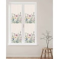 thumbnail image 4 of Color Floral Window Privacy Film Watercolor Wildflowers Leaf Herbs Linen Texture Decorative Glass Window Film UV Blocking Static Cling Non-Adhesive Sticker Covering for Home Door 17.7 x 78.7 inches, 4 of 8