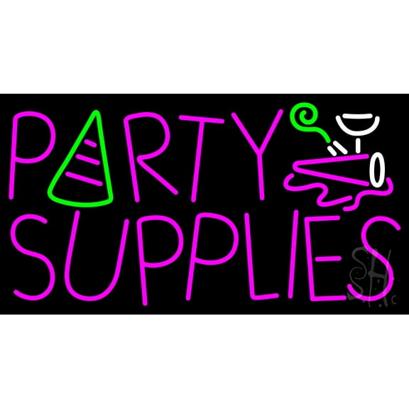 Party Supplies LED Neon Sign 20 x 37 - inches, Black Square Cut Acrylic Backing, with Dimmer - Bright and Premium built indoor LED Neon Sign for wall décor, arcarde, and storefront.