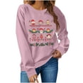thumbnail image 2 of HOMBOM Sweatshirts for Women Holiday Vintage Crewneck Merry Pink Christmas Santa Adults Sweatshirt Xmas, 2 of 6