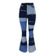thumbnail image 4 of Pantalones acampanados de cintura alta con diseño de patchwork de mezclilla para mujer de estilo retro L, 4 of 9