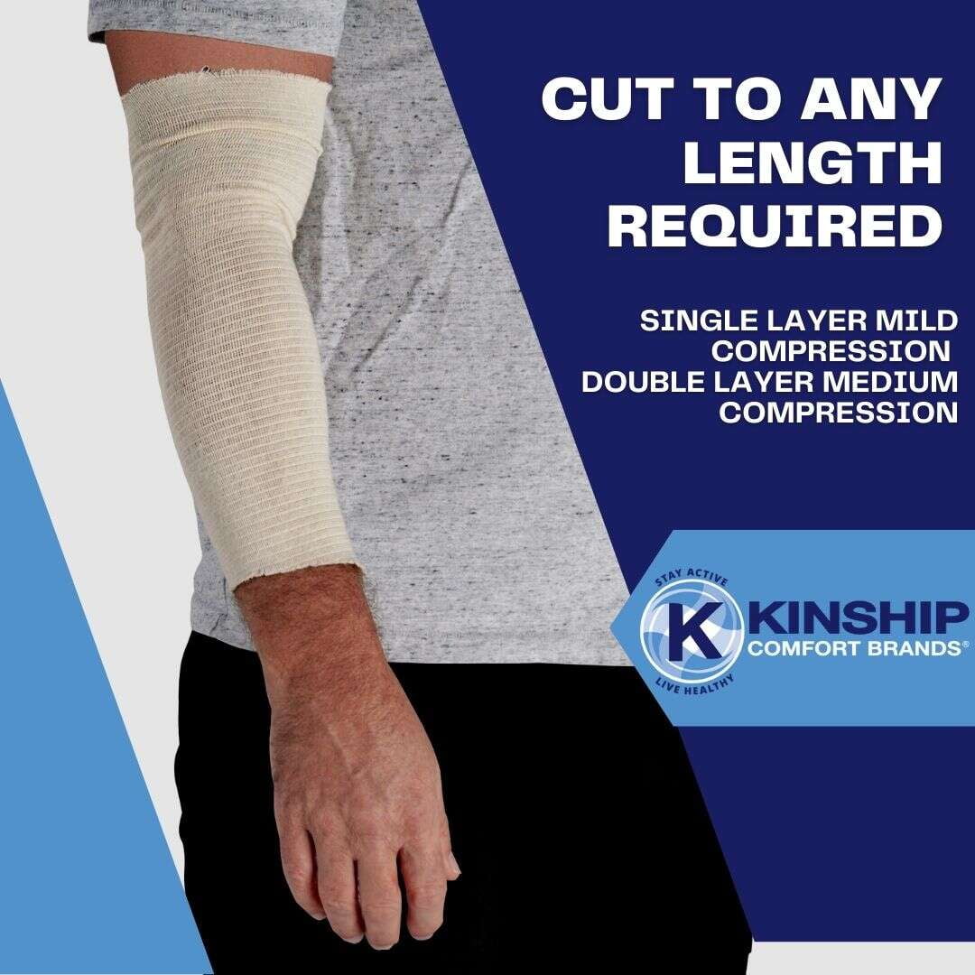 KinGrip Tubular Elastic Support Bandages by Kinship Comfort Brands Tubular Bandage Protects Fragile Skin Latex-Free Wound Care for Edema and Lymphedema Support | Made in USA | Size C 2.75”x10 MTR