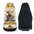 thumbnail image 4 of Uorisanigo Car Seat Covers Front Seats Only, 2-Piece Universal Seat Covers for Cars, Coral Velvet Fabric, Sunflower Highland Cow Automotive Seats Cover for Trucks SUV, 4 of 7