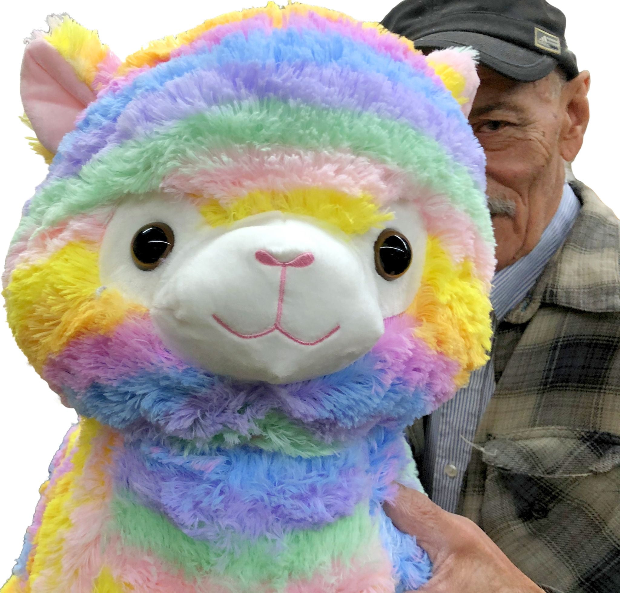 Large Stuffed Llama Rainbow Color Fully Stuffed Ready to Hug