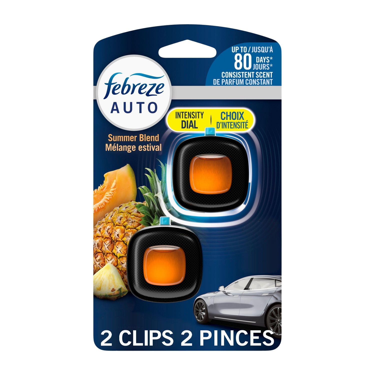 Febreze AUTO Air Freshener, Odor-Fighting Automotive Vent Clip, Summer Blend Scent, 4.4ML