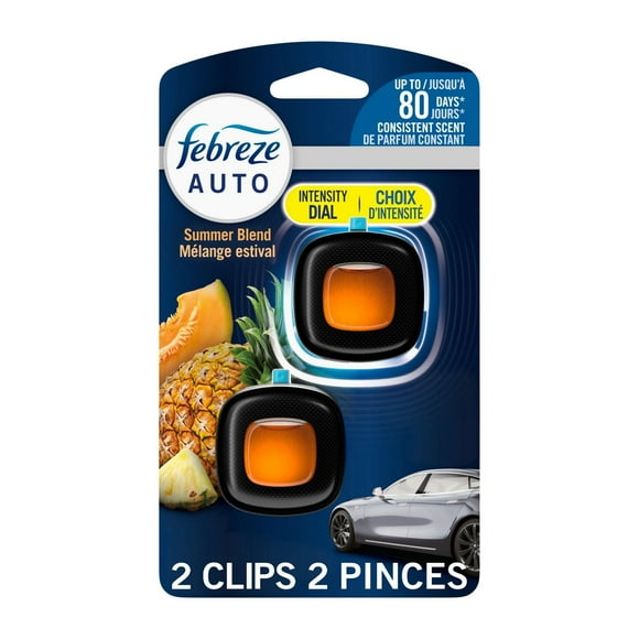 Febreze AUTO Air Freshener, Odor-Fighting Automotive Vent Clip, Summer Blend Scent