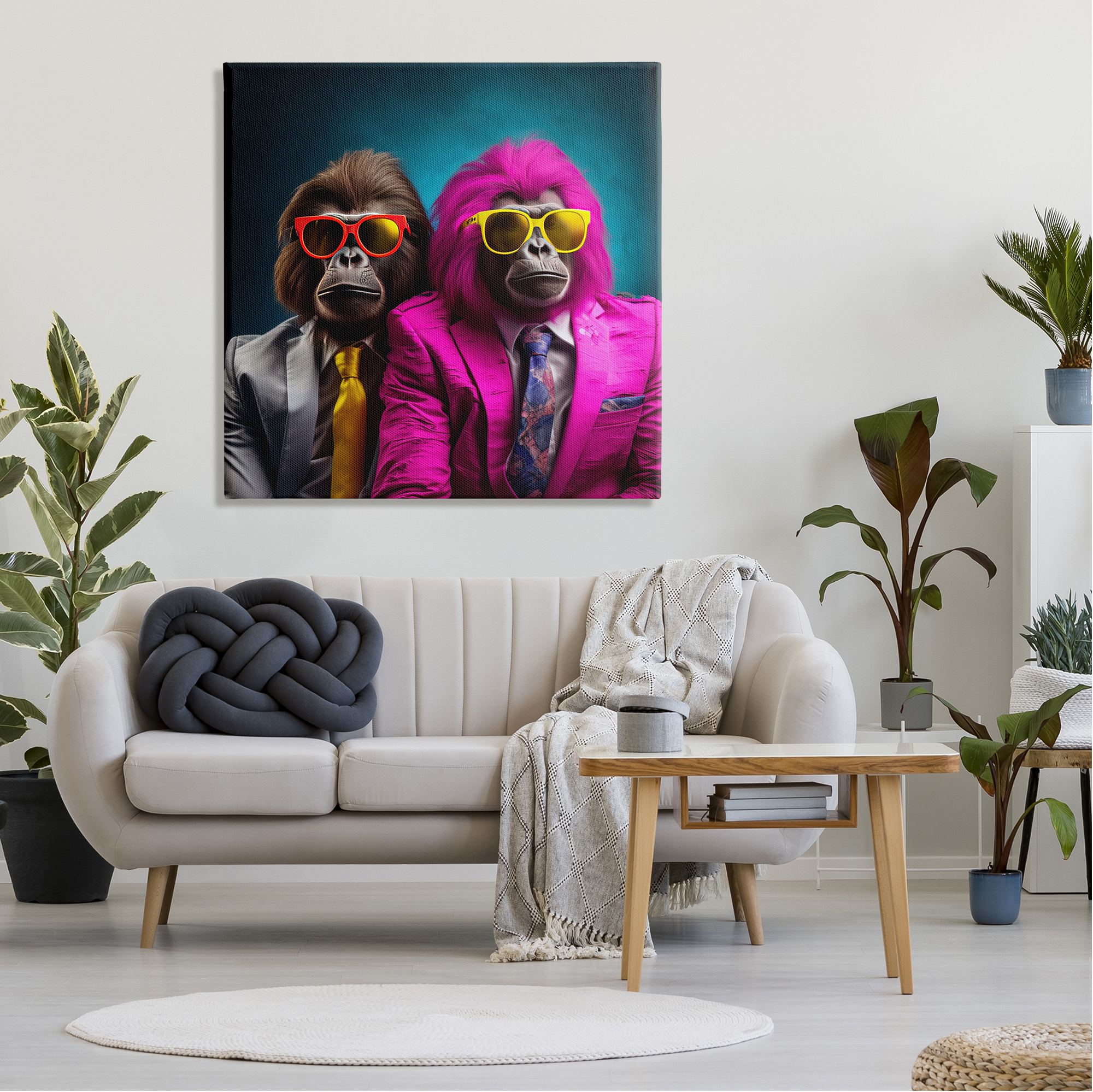 Stupell Industries Gorillas in Suits Animals & Insects Painting Gallery Wrapped Canvas Art Print Wall Art, 36 x 36