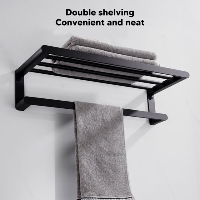 Estantes de baño Toallero de baño Space Toallero de aluminio Taladro de pared, 60 cm