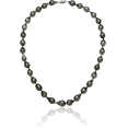 thumbnail image 3 of 14K Solid White Gold 8 11mm Black Baroque Tahitian Saltwater Cultured Pearl Graduated Necklace Chain, 3 of 4