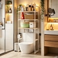 thumbnail image 2 of FEOLGEHLY Over Toilet Storage Rack, 56.5-Inch Tall Storage Rack with Multi-Layer Bathroom Shelf, Freestanding Bathroom Organizer for Toiletries, Space-Saving 56 Inch Toilet Storage (White), 2 of 7