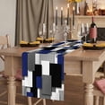 thumbnail image 2 of Table Runners 90 Inches Long Dress Scarves, Navy Blue Black Geometric Farmhouse Coffee/Dining/Kitchen Table Runner for Living Room, Modern Abstract Art Block 13x90 Inch, 2 of 9