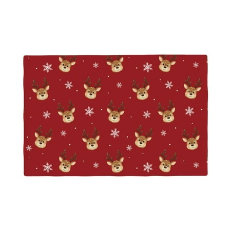 

Placemats Set of 4 Christmas Deer B Heat Resistant Non - Slip Place mats Waterproof table mat for Kitchen Dining-4片装
