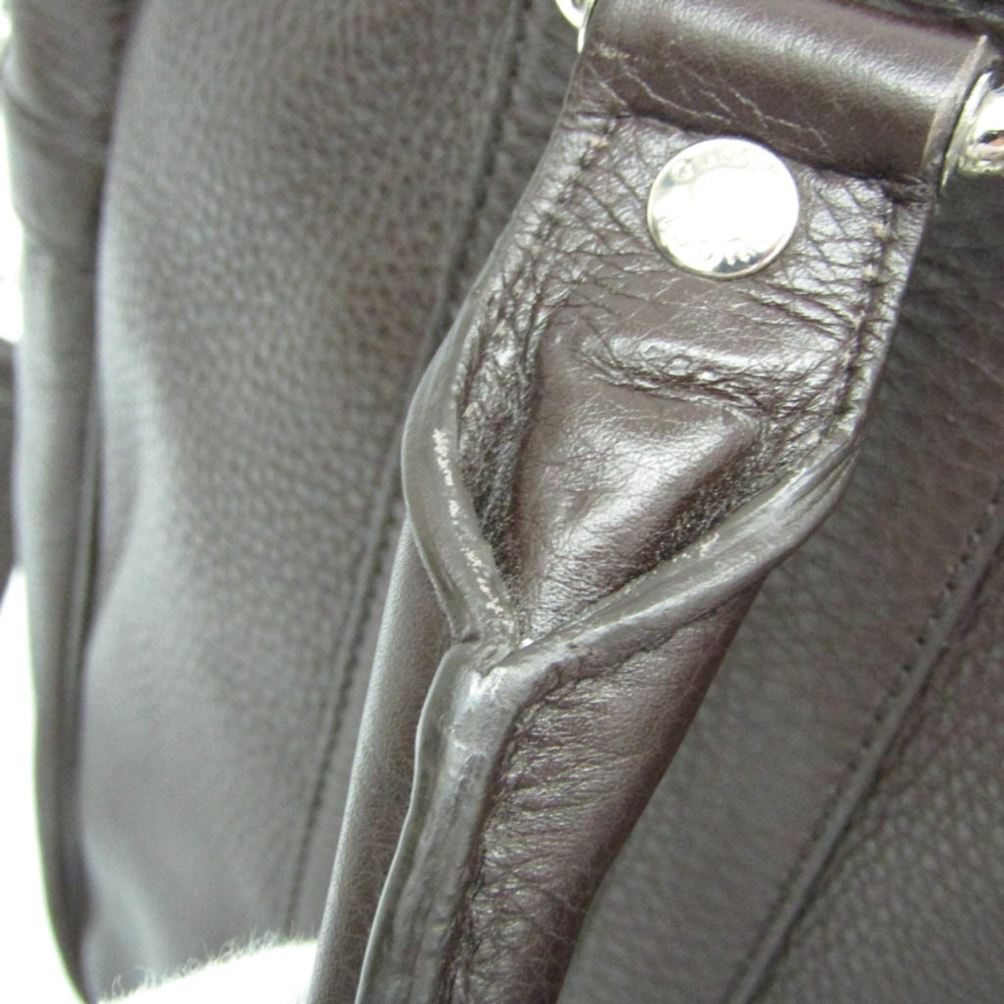 Pre-Owned Gucci Business Bag 231850 Men's Leather Briefcase,Shoulder Bag Dark Brown (Good)