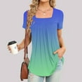 thumbnail image 2 of IROINNID Loose Leisure Tunic Tops For Women Square-Neck Short Sleeve Print Casual Blouse Tops Spring, 2 of 5