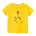thumbnail image 2 of Lilgiuy Toddler Valentine's Day Shirts Boys Girls Summer Solid Color Love Language Graphic T-Shirt Casual Short Sleeve Tee Tops Streetwear (Yellow), 2 of 4