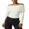 thumbnail image 1 of Stylish Women‘s Off Shoulder Tops in Slim Fit and Long Sleeve Ribbed Design, 1 of 6