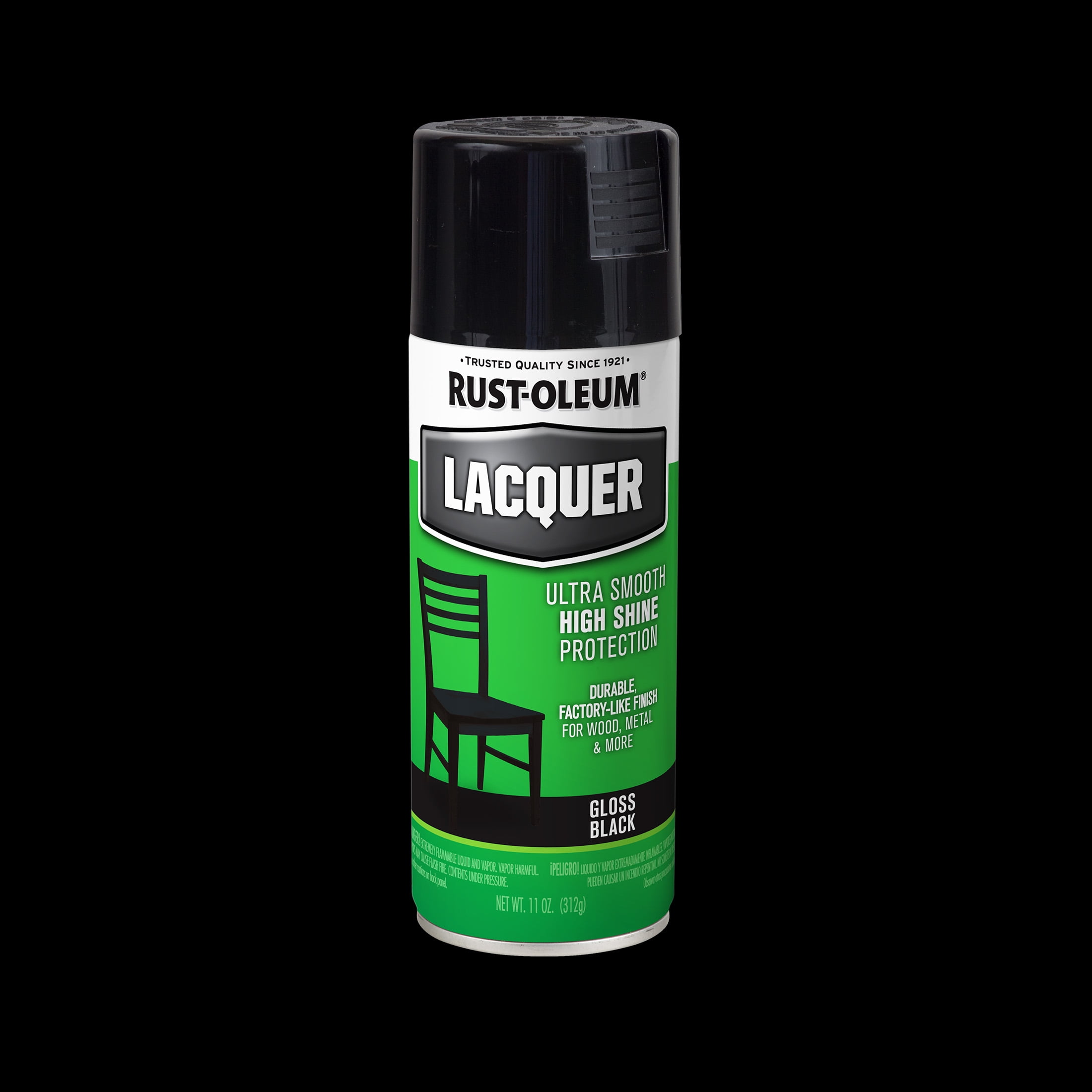 (2 pack) Black, Rust-Oleum Lacquer Gloss Spray Paint-1905830, 11 oz
