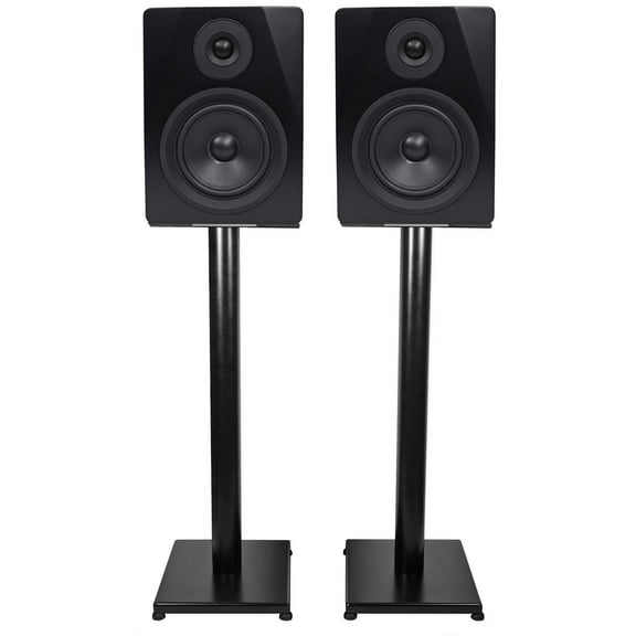 Pair Rockville APM5B 5.25" 250w Powered USB Studio Monitor Speakers 29" Stands
